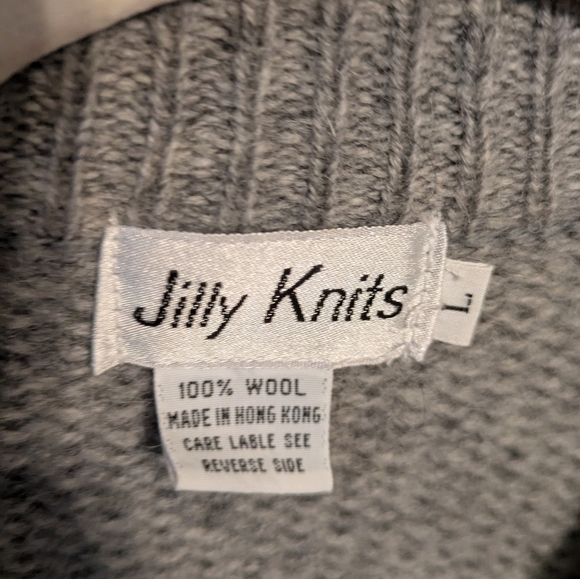 Chunky Wool Cozy Gray Cable Knit Sweater L - Picture 3 of 9